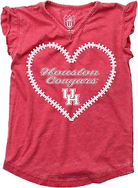 Wes & Willy Girls' University of Houston Heart Burnout Ruffle Graphic T-shirt