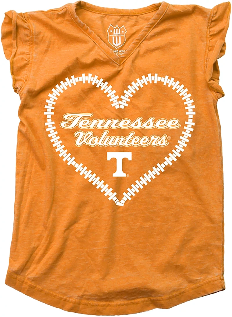 Wes & Willy Girls' University of Tennessee Heart Burnout Ruffle Graphic T-shirt