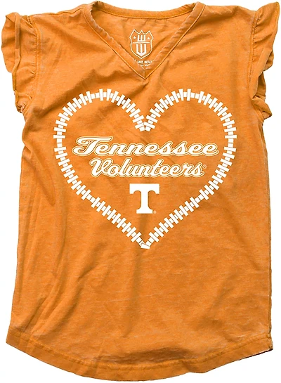 Wes & Willy Girls' University of Tennessee Heart Burnout Ruffle Graphic T-shirt