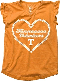 Wes & Willy Girls' University of Tennessee Heart Burnout Ruffle Graphic T-shirt