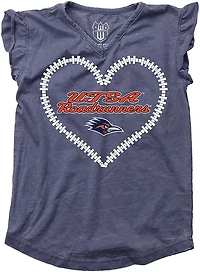 Wes & Willy Girls' University of Texas at San Antonio Heart Burnout Ruffle Graphic T-shirt