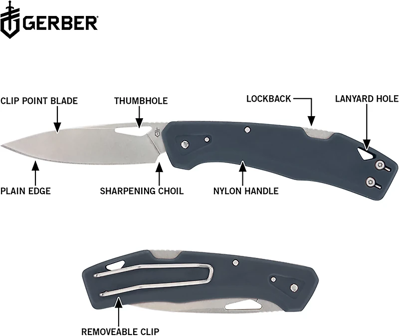 Gerber LST Urban Blue Folding Knife and Carabiner Combo