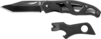 Gerber Paraframe Tanto Black Folding Knife and Shard Black Combo