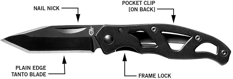 Gerber Paraframe Tanto Black Folding Knife and Shard Black Combo