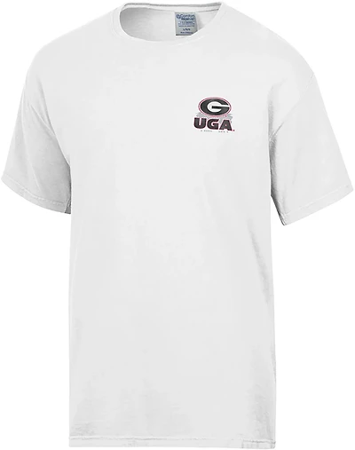 Comfort Wash Men's Georgia Bulldogs Mascot Stripe Double Sided Short Sleeve T-shirt