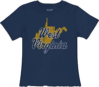 WILDCAT RETRO Women's West Virginia Script State Crop T-shirt