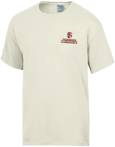 Comfort Wash Men's Florida State Seminoles Cream Mascot Phrases Double Sided Short Sleeve T-shirt