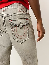 True Religion Men's Ricky Straight Single Needle Frayed Flap Denim Shorts 12 in