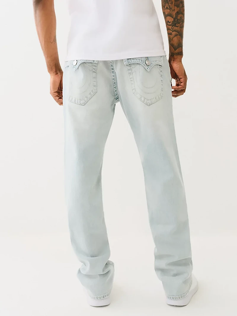 True Religion Men's Ricky Straight Big T Flap Denim Jeans