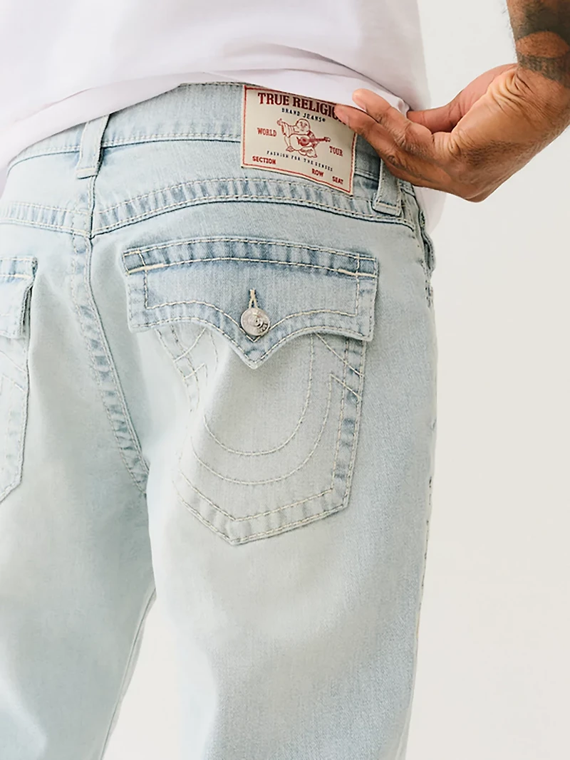 True Religion Men's Ricky Straight Big T Flap Denim Jeans