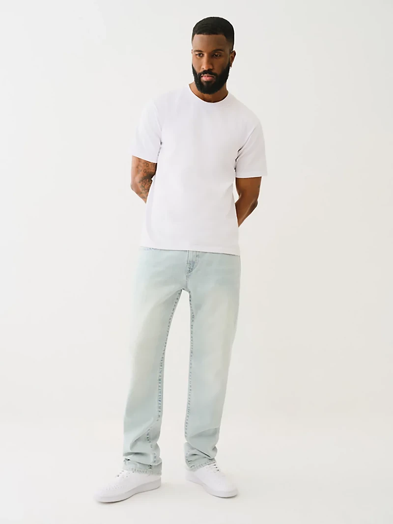 True Religion Men's Ricky Straight Big T Flap Denim Jeans