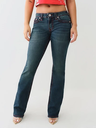 True Religion Women's Becca Mid Rise Big T Bootcut Denim Jeans