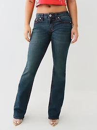 True Religion Women's Becca Mid Rise Big T Bootcut Denim Jeans