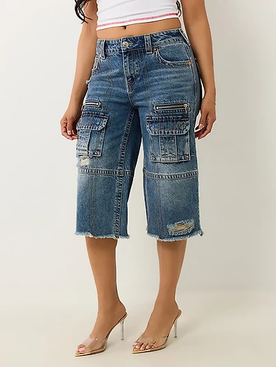 True Religion Women's Bobbi Baggy Cargo Capris