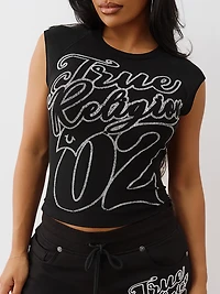 True Religion Women's Raglan Ribbed Tank Top