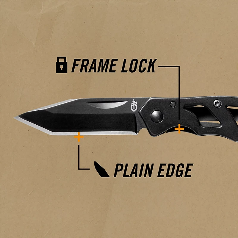 Gerber Paraframe Tanto Black Folding Knife and Shard Black Combo