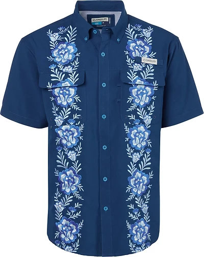 Magellan Outdoors Men's Hispanic Heritage Flores Azul Guayabera Shirt