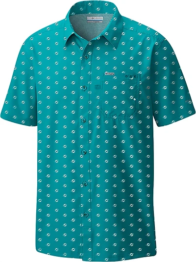Columbia Sportswear Men's Miami Dolphins Super Slack Tide Micro Print Short Sleeve Shirt