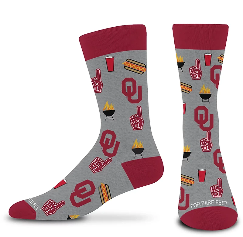 For Bare Feet Adults' Oklahoma Tailgate Dress Trouser Socks