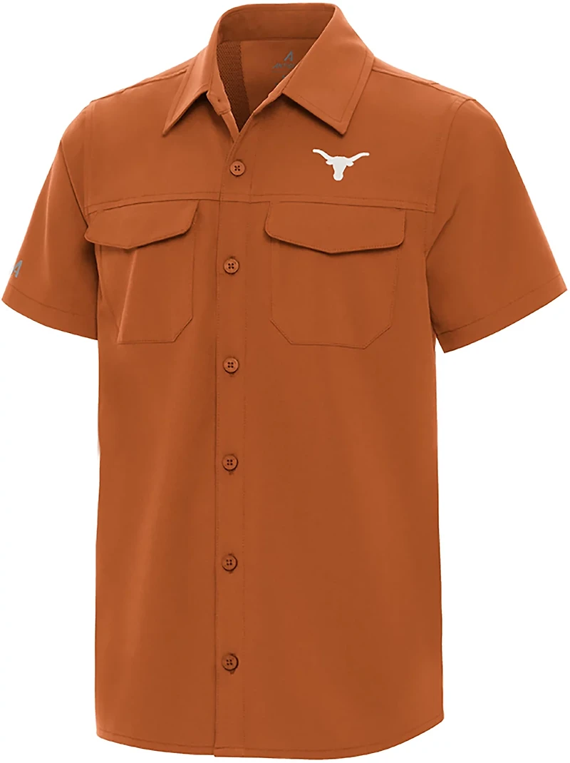 Antigua Boys' University of Texas Game Day Fishing Button Up Shirt