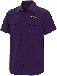 Antigua Boys' LSU Tigers Game Day Short Sleeve Fishing Shirt