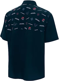 Antigua Men's Houston Texans Gameday Scatter Print Fishing Shirt