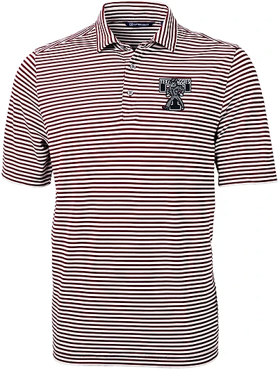 Cutter & Buck Men's Texas A&M University Virtue Eco Pique Stripe Short Sleeve Polo
