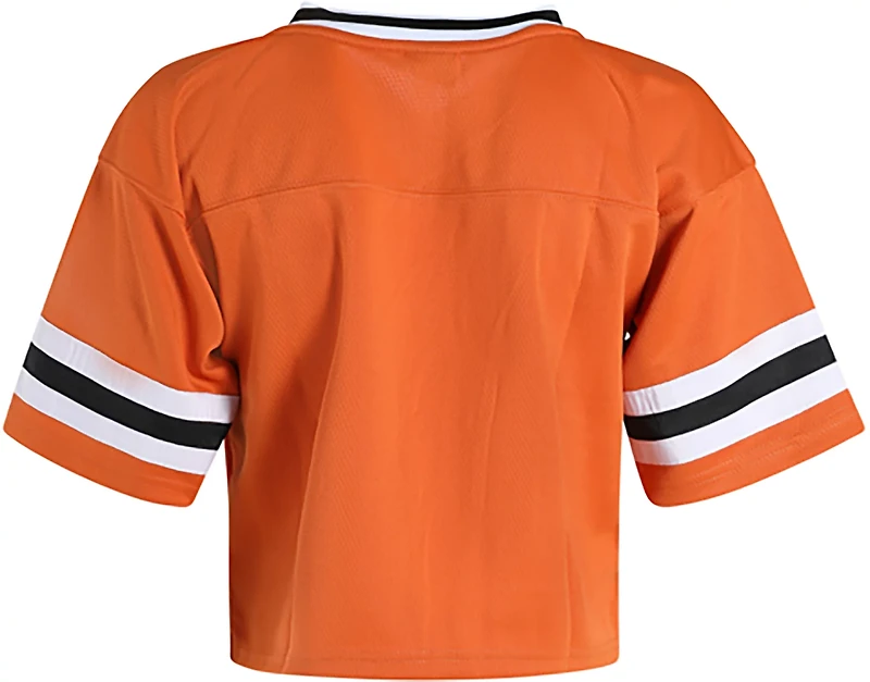 Hype and Vice Women's Texas Longhorns Cropped Football Jersey T-shirt