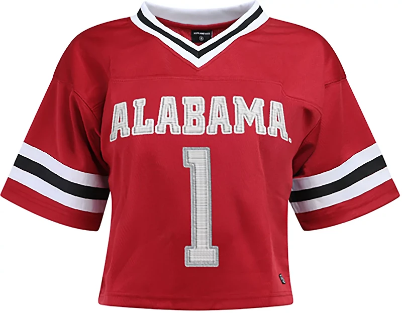 Hype and Vice Women's Alabama Crimson Tide Cropped Football Jersey T-shirt