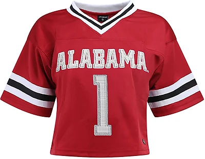 Hype and Vice Women's Alabama Crimson Tide Cropped Football Jersey T-shirt