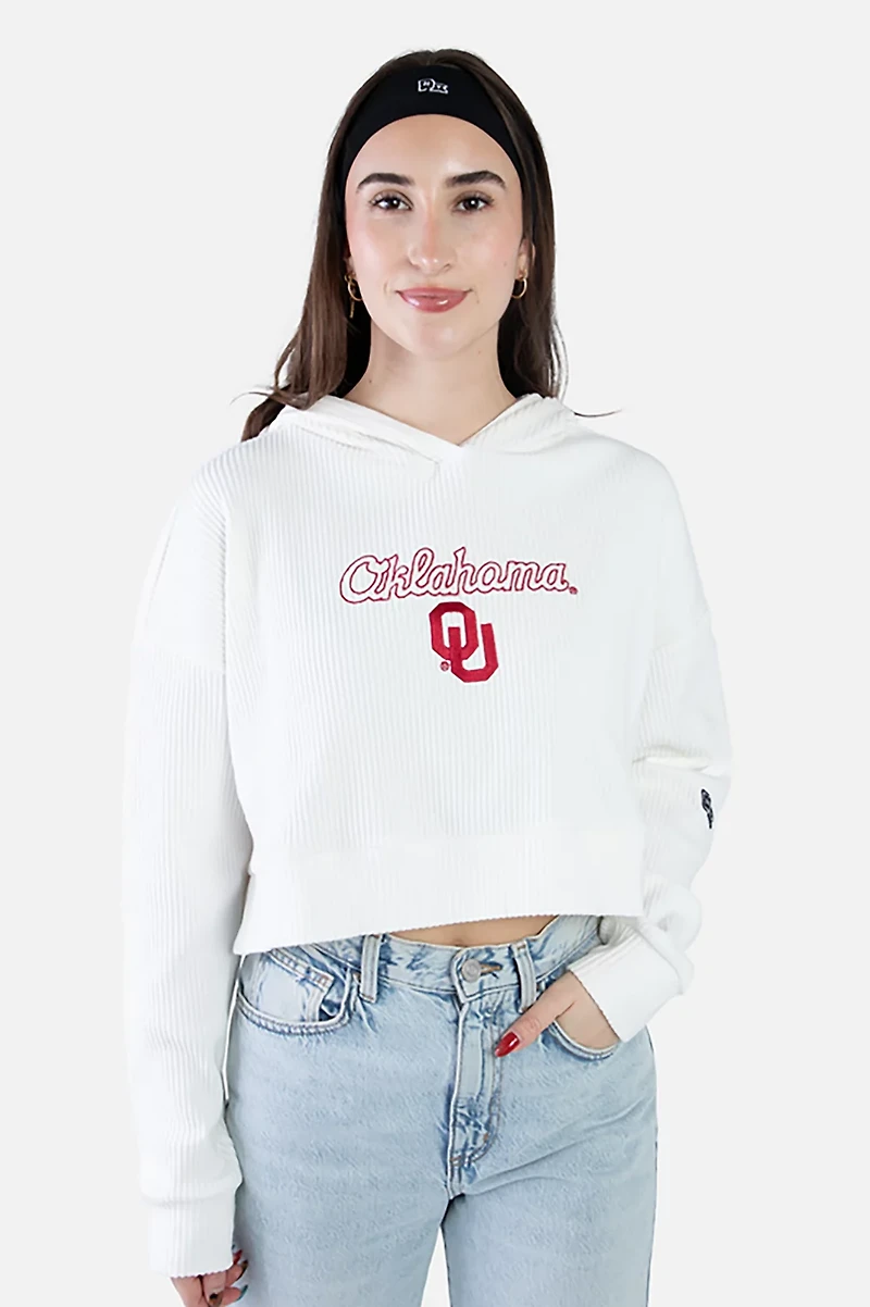 Hype and Vice Women's Oklahoma Sooners Warm Up Cropped Hoodie