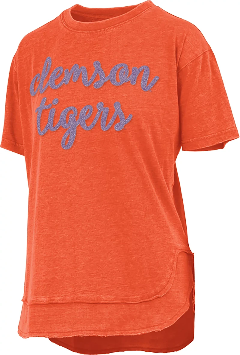 Pressbox Women's Clemson Chelsea Chenille Script T-shirt