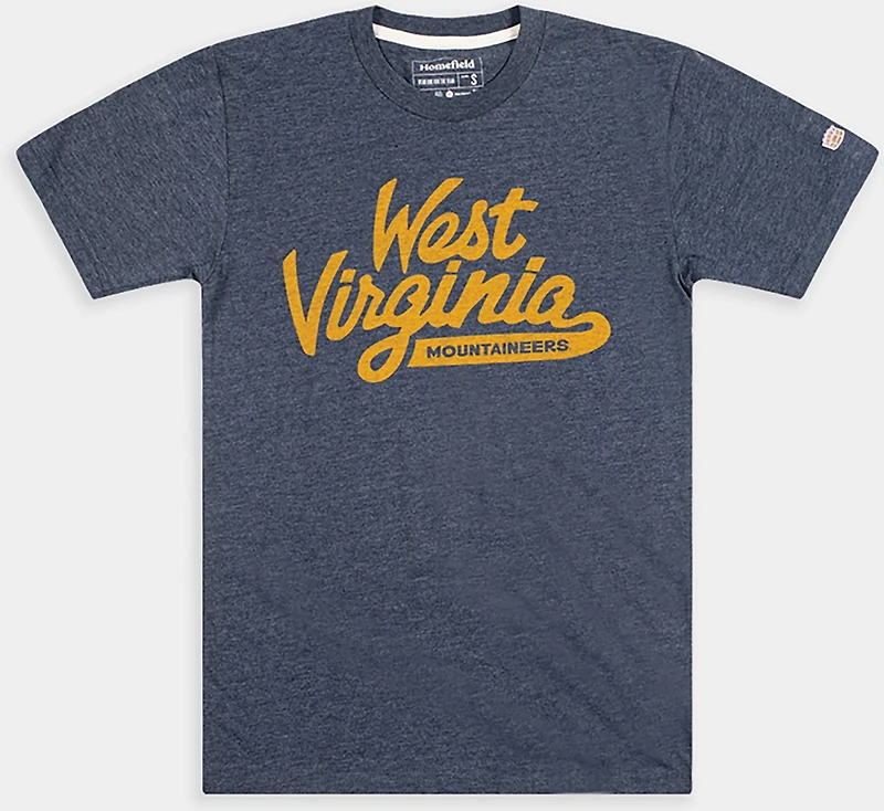 Homefield Men's West Virginia Mountaineers Retro Script Short Sleeve T-shirt