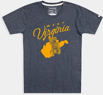 Homefield Men's West Virginia Mountaineers Mascot Illustration Short Sleeve T-shirt