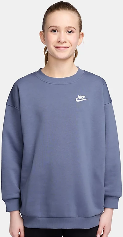 Nike Girls' Sportswear Club Fleece Oversized Crew Pullover