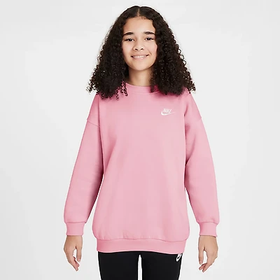 Nike Girls' Sportswear Club Fleece Oversized Crew Pullover
