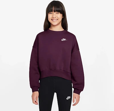 Nike Sportswear Girl's Club Fleece Boxy Crew-Neck Sweatshirt