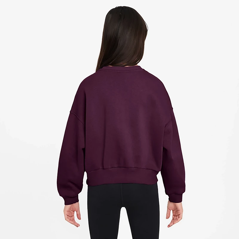 Nike Sportswear Girl's Club Fleece Boxy Crew-Neck Sweatshirt