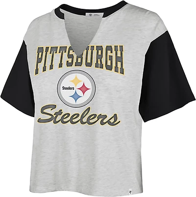 '47 Women's Pittsburgh Steelers Sandy Daze Dolly Crop Short Sleeve T-shirt