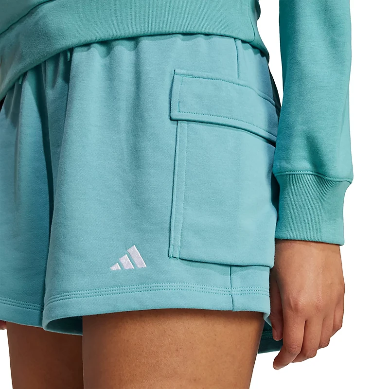 adidas Women's Small Logo French Terry Cargo Shorts 3