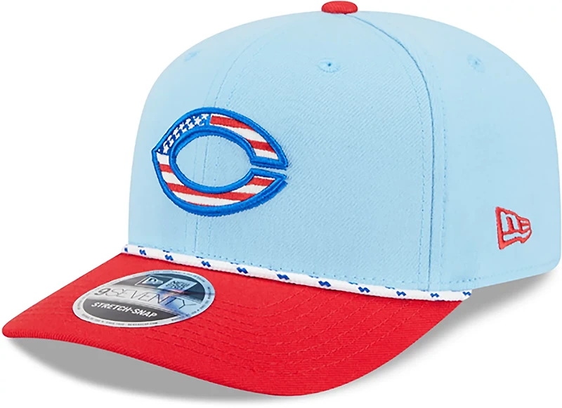 New Era Light Red Cincinnati Reds 2025 Fourth of July 9SEVENTY Adjustable Trucker Hat