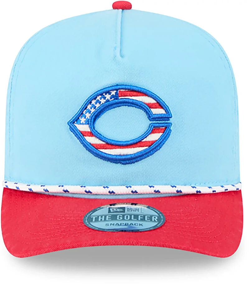 New Era Light Red Cincinnati Reds 2025 Fourth of July Golfer Snapback Hat