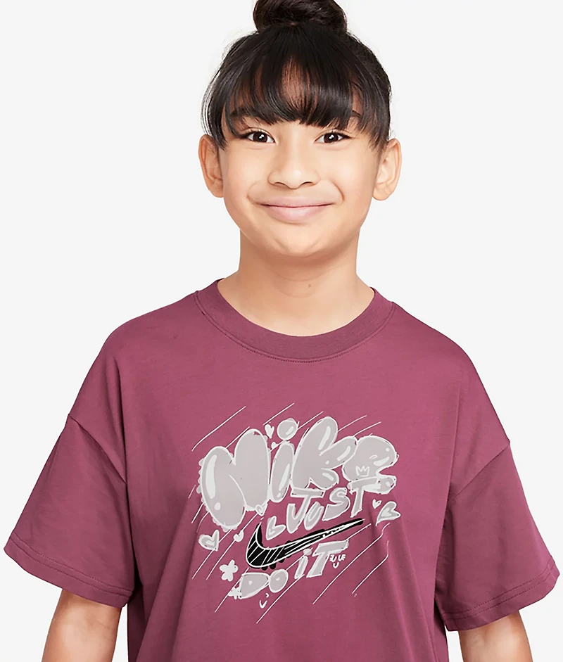 Nike Girls' Sportswear Essential Doodle 2 Graphic T-shirt