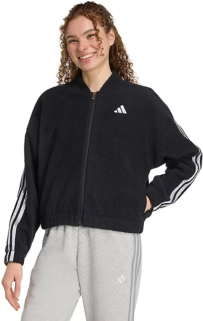adidas Women's Holiday High Pile Fleece Full-Zip Hoodie