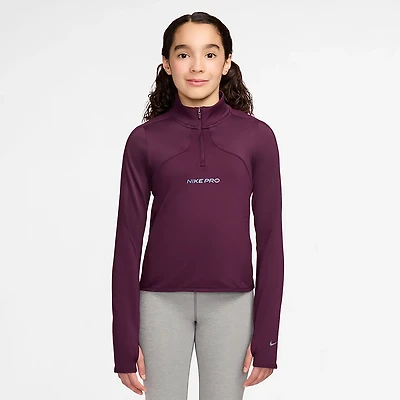 Nike Girls' Nike Pro Therma-FIT 1/2-Zip Long Sleeve Top