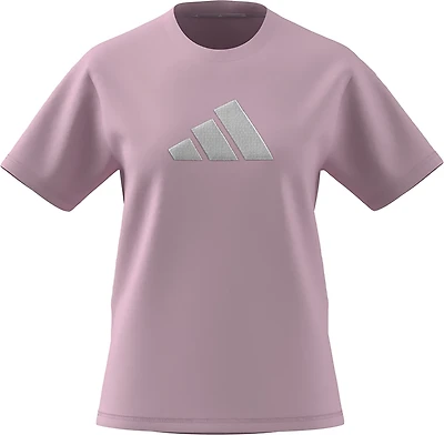 adidas Women's Textured Gingham Big Logo Graphic T-shirt