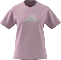 adidas Women's Textured Gingham Big Logo Graphic T-shirt