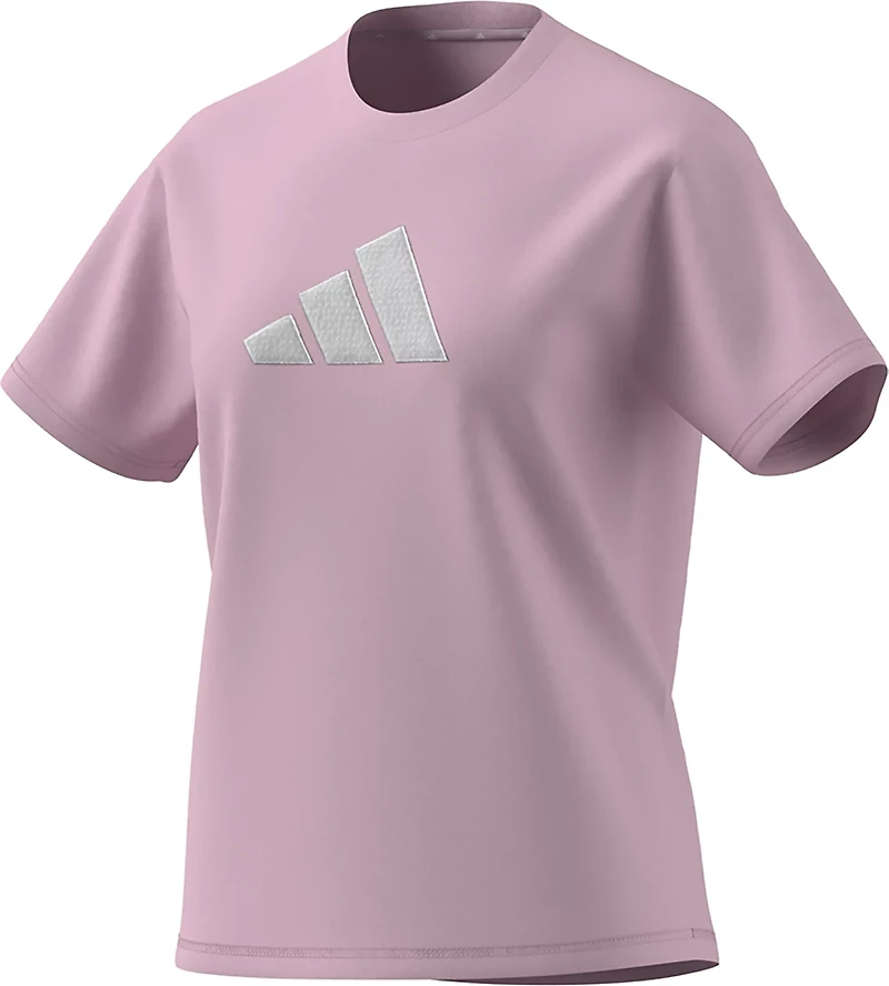 adidas Women's Textured Gingham Big Logo Graphic T-shirt