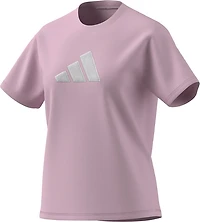 adidas Women's Textured Gingham Big Logo Graphic T-shirt