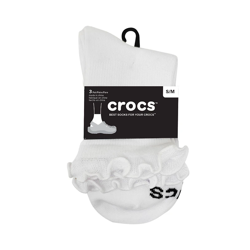 Crocs Women's Ruffle Quarter Socks 3-Pack